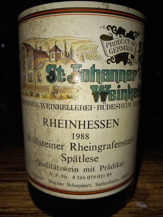 St johanner weinkellerei rheinhessen 1988 | Kaufen auf Ricardo