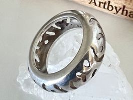 Designer Silberring 925 mit Ornament-Durchbruch G53 massiv