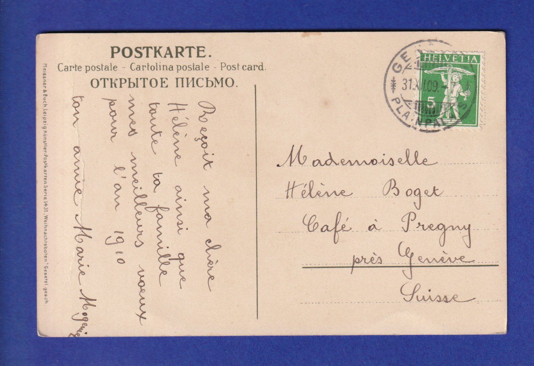Cartoline postali: ENFANT - Sous le gui à la neige – Usato da Pully venduto da nicecards-shop 1