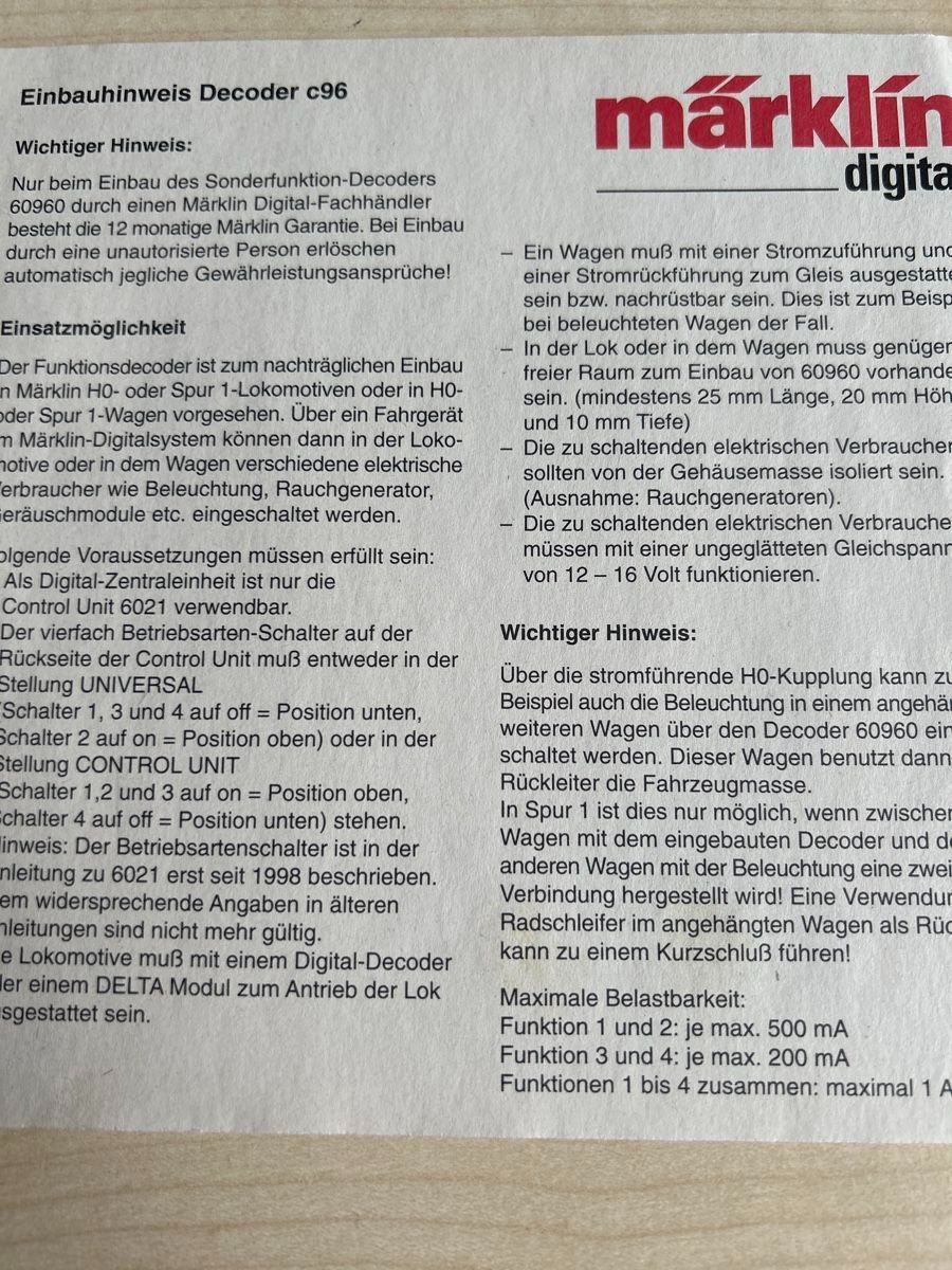 Märklin Modelleisenbahnen: 3x Märklin Funktions-Decoder c 96 – Neu und originalverpackt aus Leuzigen von vwkaeferteile.ch 2