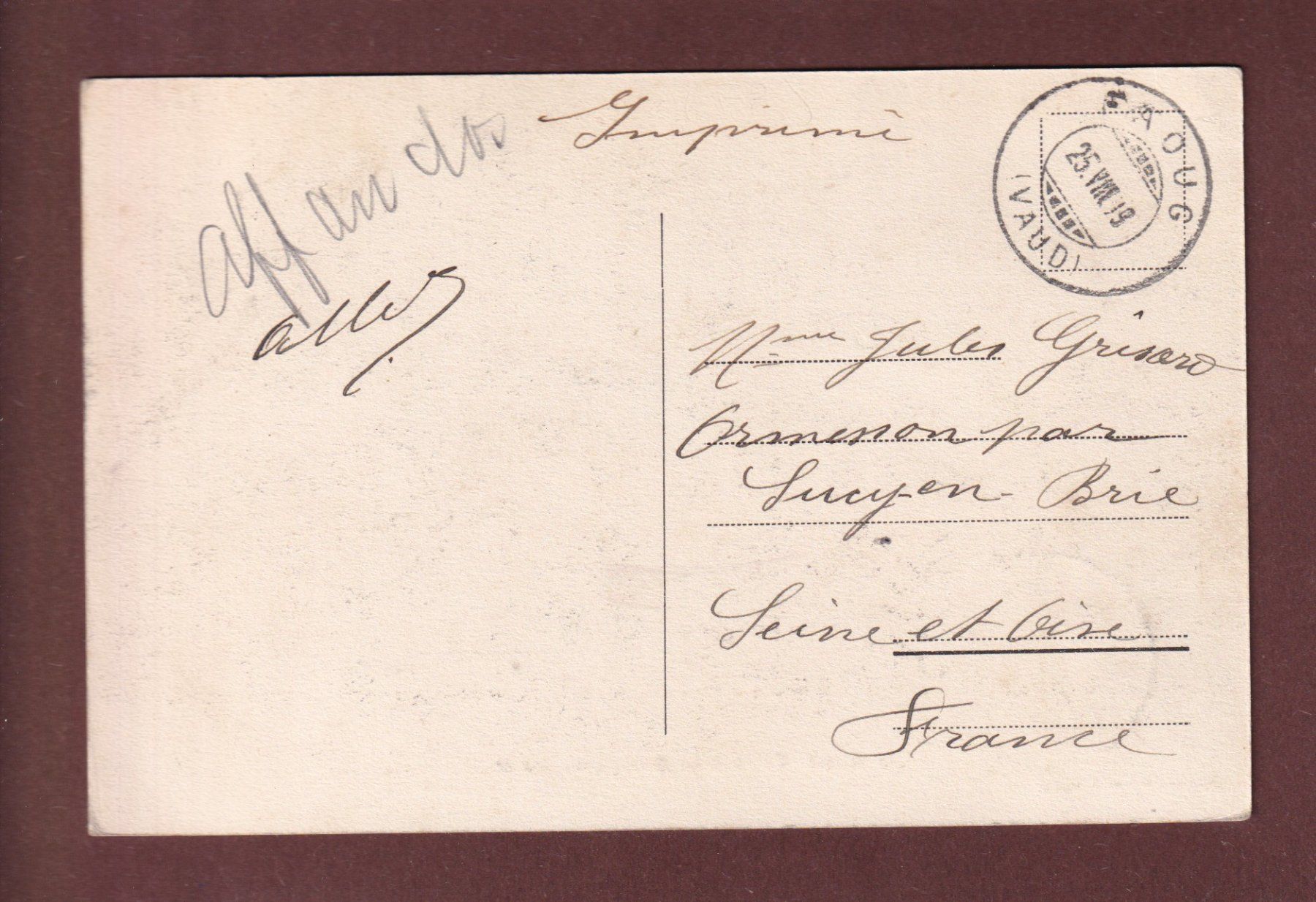 Cartoline postali: Château de GREING près Morat - 1909 – Usato da Pully venduto da nicecards-shop 1