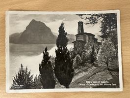 Antike Ansichtskarte Lugano, Kirche Castagnola, 1940!