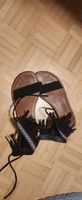 Schwarze Sandalen mit Fransen, Sommer,  Grösse 38