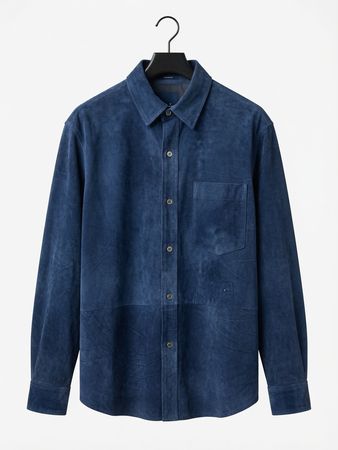 GANT camicia in pelle scamosciata blu taglia M oversized 