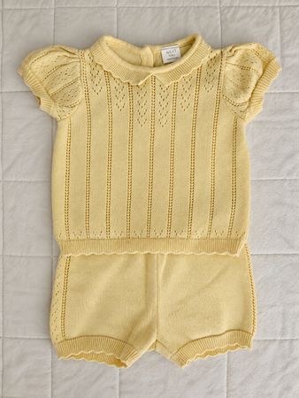 Baby set Next yellow knit blouse and shorts size 68