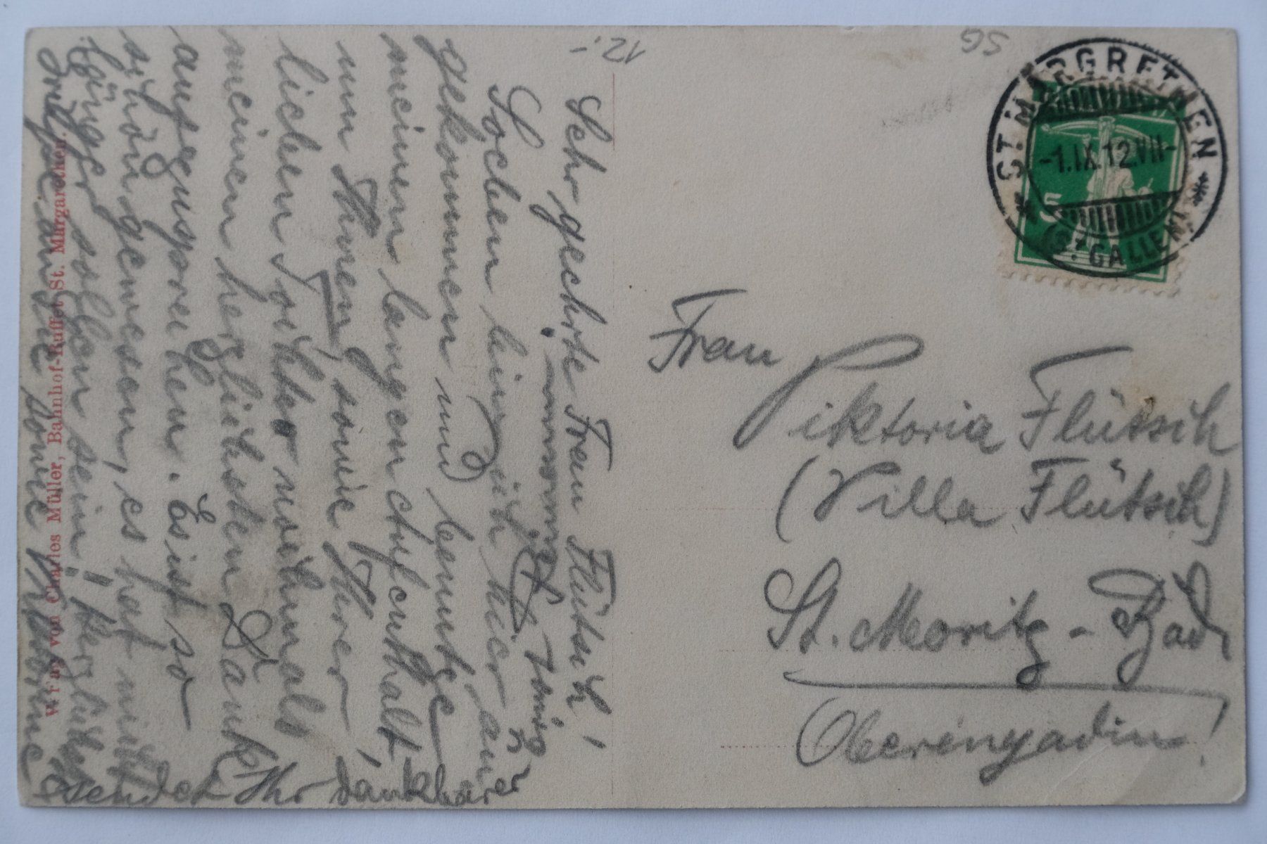 Cartoline postali: Ansichtskarte St. Margreten SG 1912 – Usato da Ehrendingen venduto da nicoro50 1