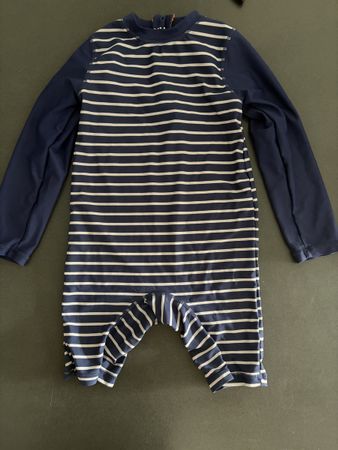 Badekleid Kinder blau gestreift UVP Schutz 50+ Grösse 86