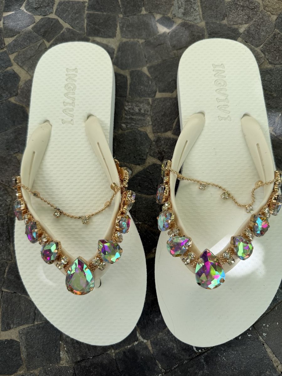Scarpe da donna: Flip-Flops weiss Glitzer-Steine Grösse 36 – Usato da Zürich venduto da Fuxion