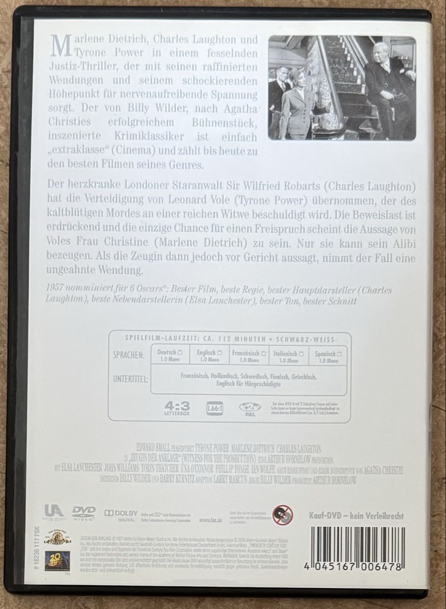 Tutti i DVDs: ZEUGIN DER ANKLAGE  – Nuovo (secondo la descrizione) da Dietikon venduto da AndreaSch01 1