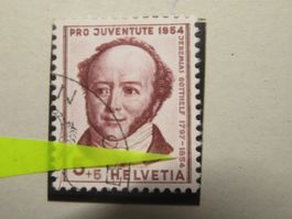 Abart Pro Juventute J 153 bogenf. Strichlein unter 1854