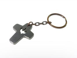 Schlüsselanhänger Kreuz mit Taube - Metall gebraucht