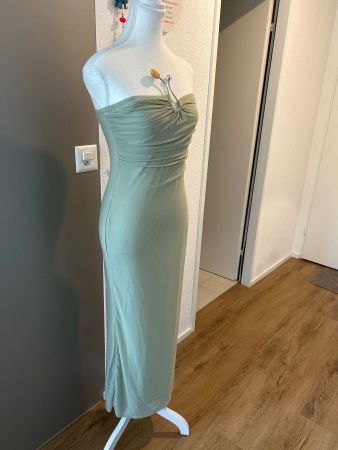Schulterfreies Kleid maxi mintgrün Gr. M
