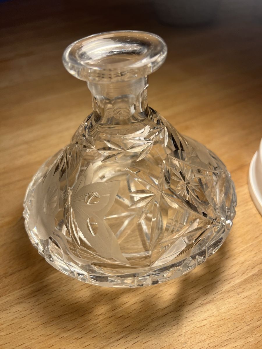 Caraffe: Vintage Bleikristall Karaffe mit Rosenmuster – Usato da Rikon im Tösstal venduto da stupsi99 1