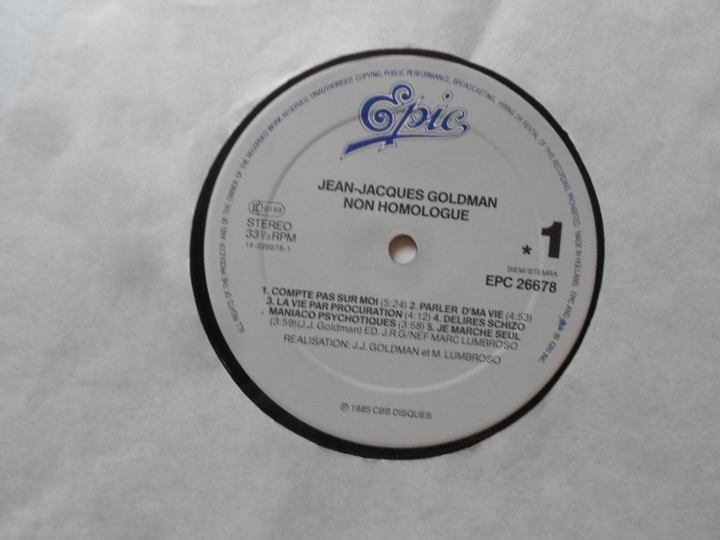 Schallplatten: JEAN - JACQUES GOLDMAN  -  NON HOMOLOGUE – Gebraucht aus Bex von Giorgiob 3