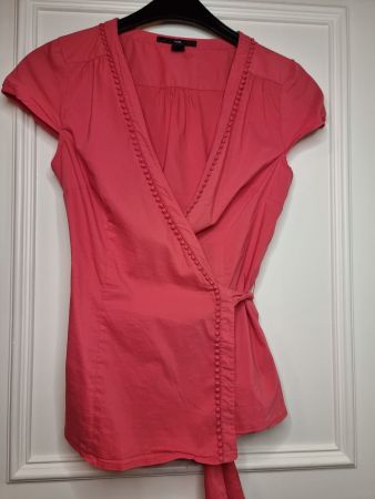 Sommerbluse Wickel Gr. 38 H&M rosa kurzarm Baumwolle...