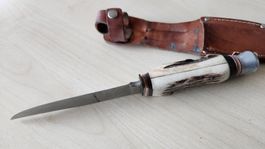 Hirschhornmesser Jagdmesser mit Lederscheide Vintage 21.5cm