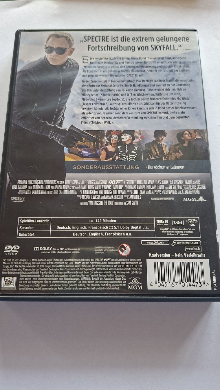 Alle DVDs: James Bond 007 Spectre DVD – Gebraucht aus Egg b. Zürich von KL5 1