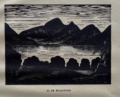 Willy Thaler, St. Gallen, Holzschnitt, Am Walensee