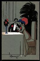 Handgemalt: Herr und elegante Dame in ei