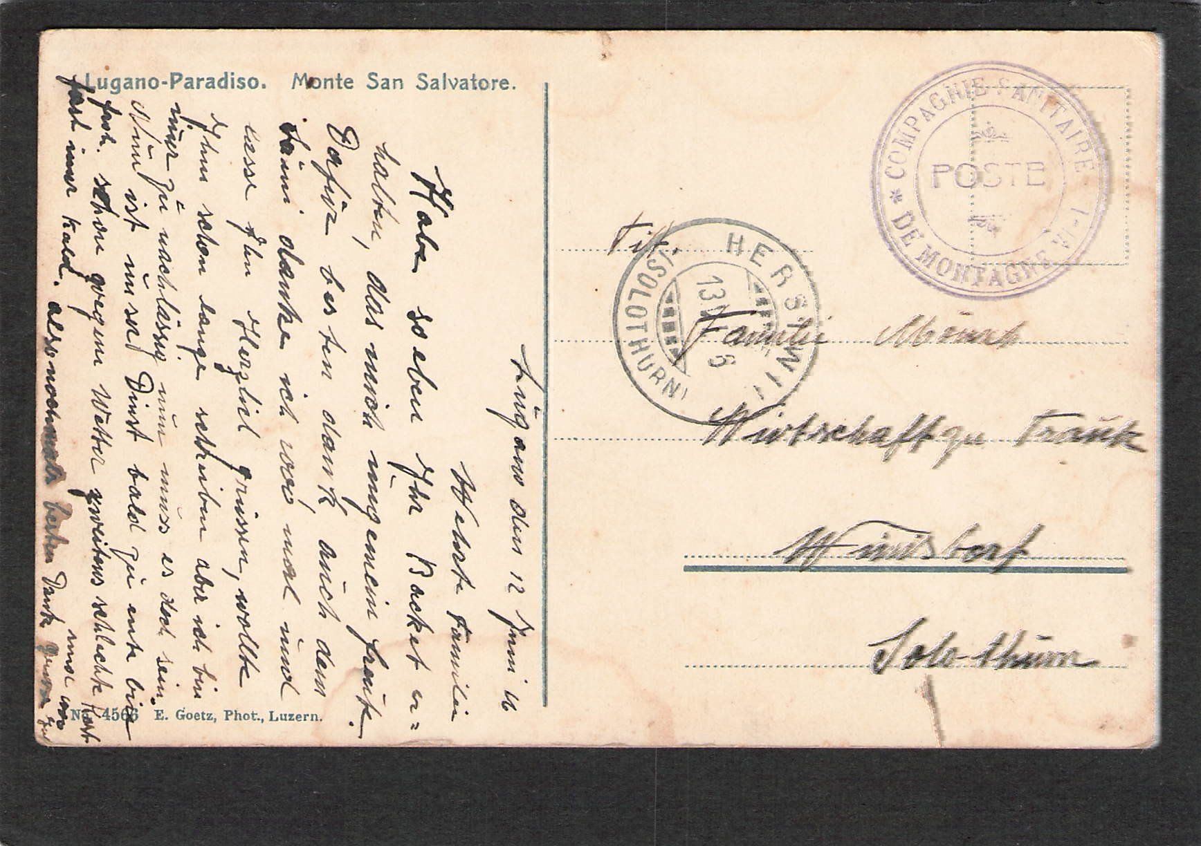 Cartoline postali: -Lugano-Paradiso , 1916 – Usato da Reichenburg venduto da Pipo-67 1