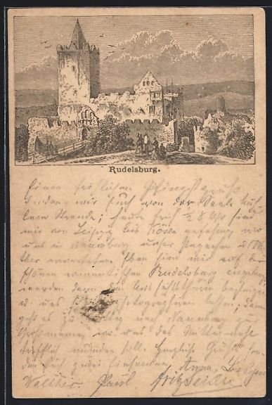Entiers postaux: Vorläufer-Lithographie Rudelsburg, 1887 – D'occasion à Berlin par bartko-reher