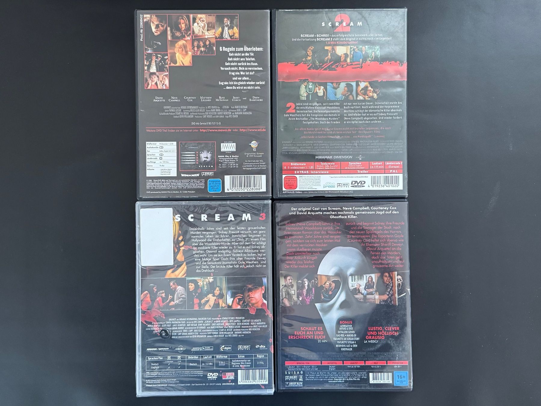Tutti i DVDs: Scream 1-4 DVD Komplettset – Usato da Weinfelden venduto da A.G.G 1