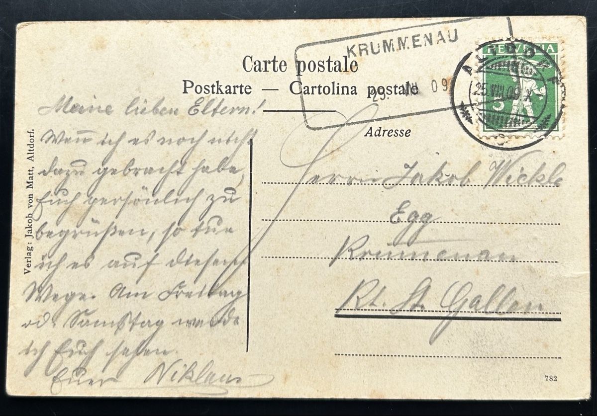 Cartoline postali: Altdorf Marktplatz mit Tram – Usato da Horw venduto da Tellbub 1