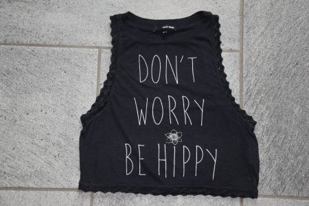 Damen Tally Weijl Crop Top gr. XXS - 'Don't worry be happy'