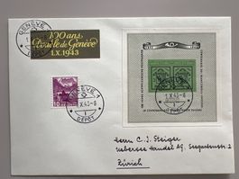 1943 100J. Doppelgenf Block W18 auf Brief