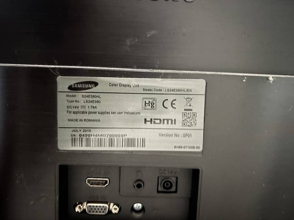 Monitor: Schermo PC Samsung S24E390HL – Usato da Castel San Pietro venduto da sab_kdt9 1