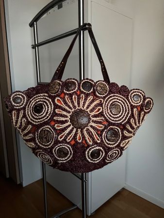 Straw, Raffia, Eferri Tasche, Braun