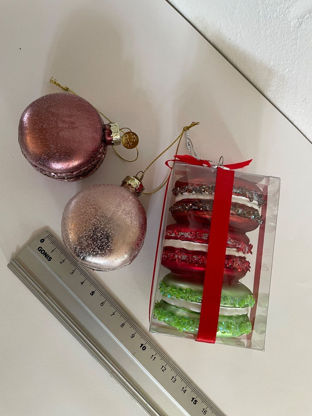 Tutte le decorazioni: 3 Weihnachtsbaum-Schmuck, Macarons – Nuovo e nell'imballaggio originale da Cham venduto da 2eye 1