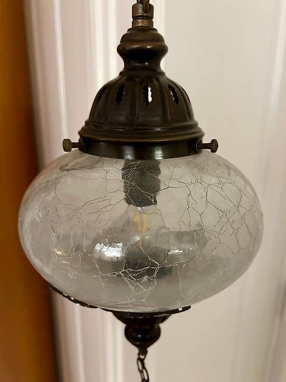 Lampadari & plafoniere: Orientalische Hängelampe mit "Crakle Glas" / antik Messing – Usato da St. Gallen venduto da matasurf 4