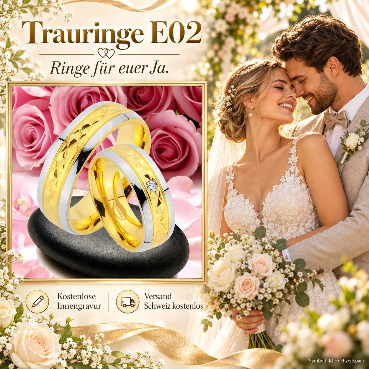 Anelli: Neue Wunderschöne Trauringe Edelstahl Gold Bicolor Ehe Ringe – Nuovo e nell'imballaggio originale da Dübendorf venduto da Alessandro-DG
