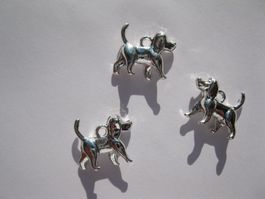 Anhänger Hund, 3D, versilbert