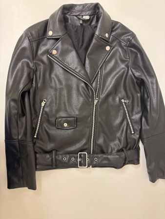 Schwarze Kunstleder Jacke, Gr. XS, Top Zustand!