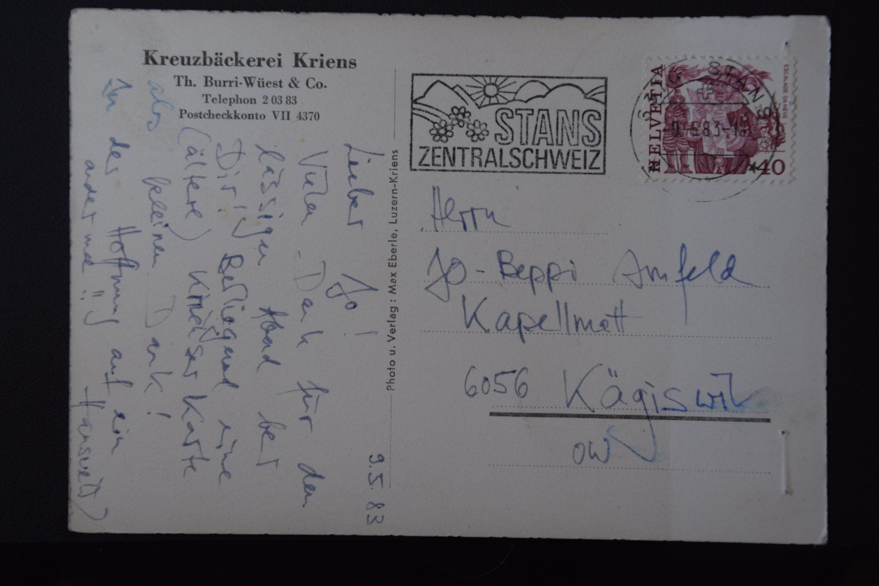 Cartes postales: AK Luzern, Kriens Tram 1983 – D'occasion à Luzern par CH2018 1