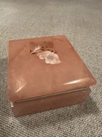 Alabaster Schatulle Rosa mit Blumendekor - Vintage Schmuck
