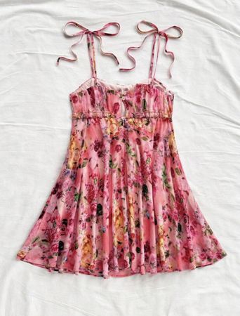 Blumiges rosa Trägerkleid ungetragen Grösse M