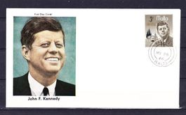 Timbre JFK - Malte - sur enveloppe - Obl. - 1966