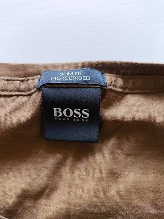 BOSS T-Shirt Slim Fit Gr. L Braun Merzerisierte Baumwolle