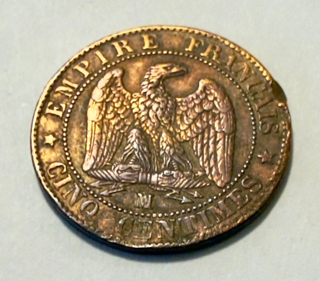 Alle Münzen: France 5 Centimes 1855 – Gebraucht aus Zürich von Tasmiyah 1