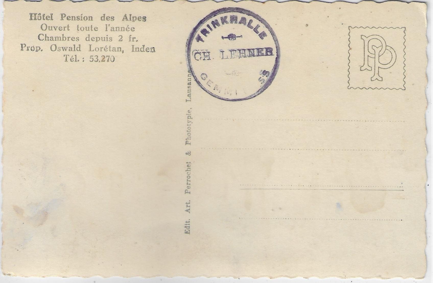 Cartoline postali: Inden - Hotel Pension des Alpes – Usato da Ettingen venduto da Kartenplanet 1