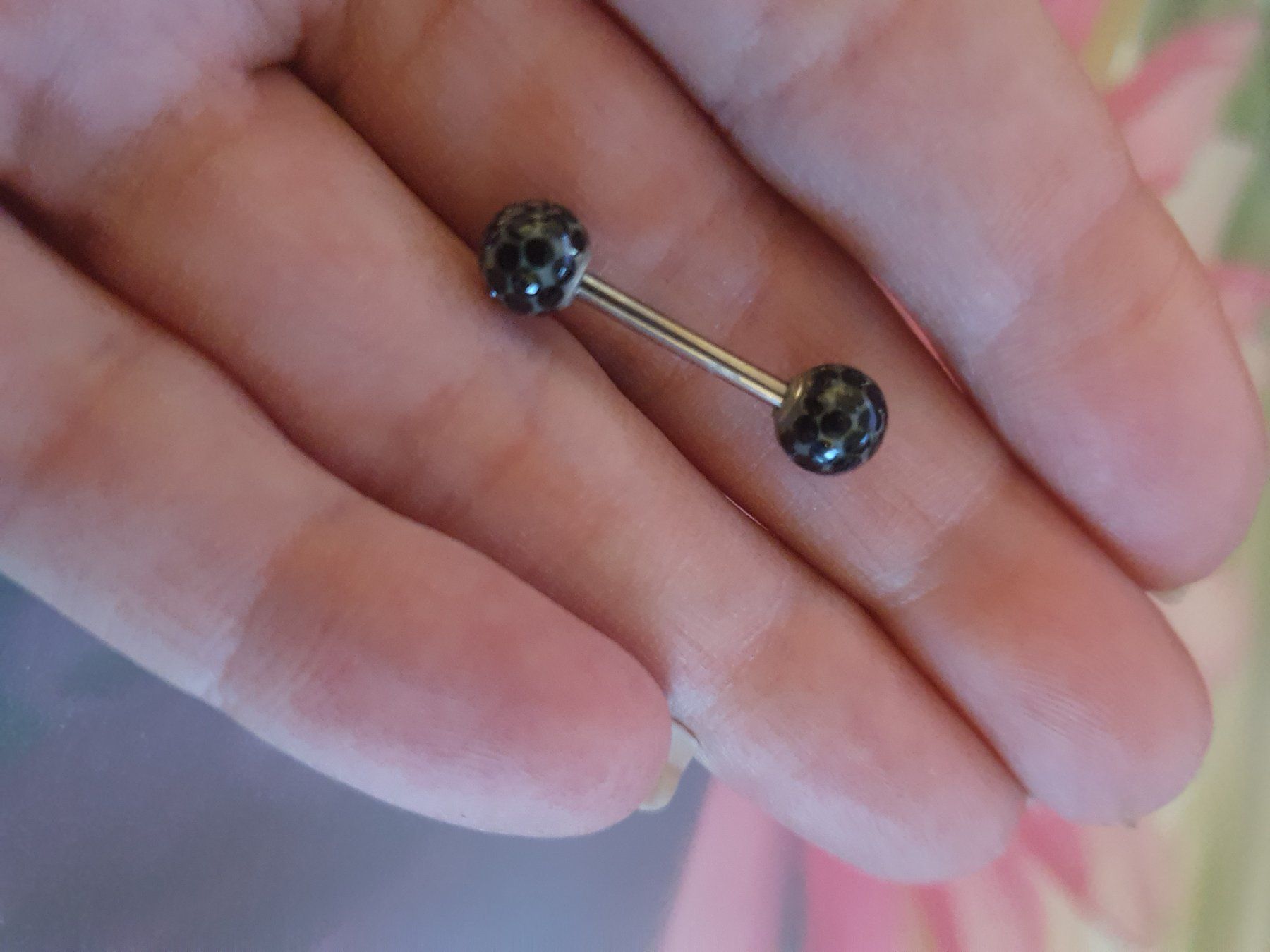 Gioielli per piercing: Piercing Stab mit 2 Bällen in schwarz mit Silber Marmorierun – Nuovo (secondo la descrizione) da Zweidlen venduto da Shubli 1