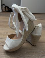 Damen Keilsandaletten mit Schnürung – Beige Grösse 37