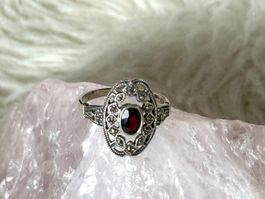 Vintage Silberring 925 mit rotem Stein
