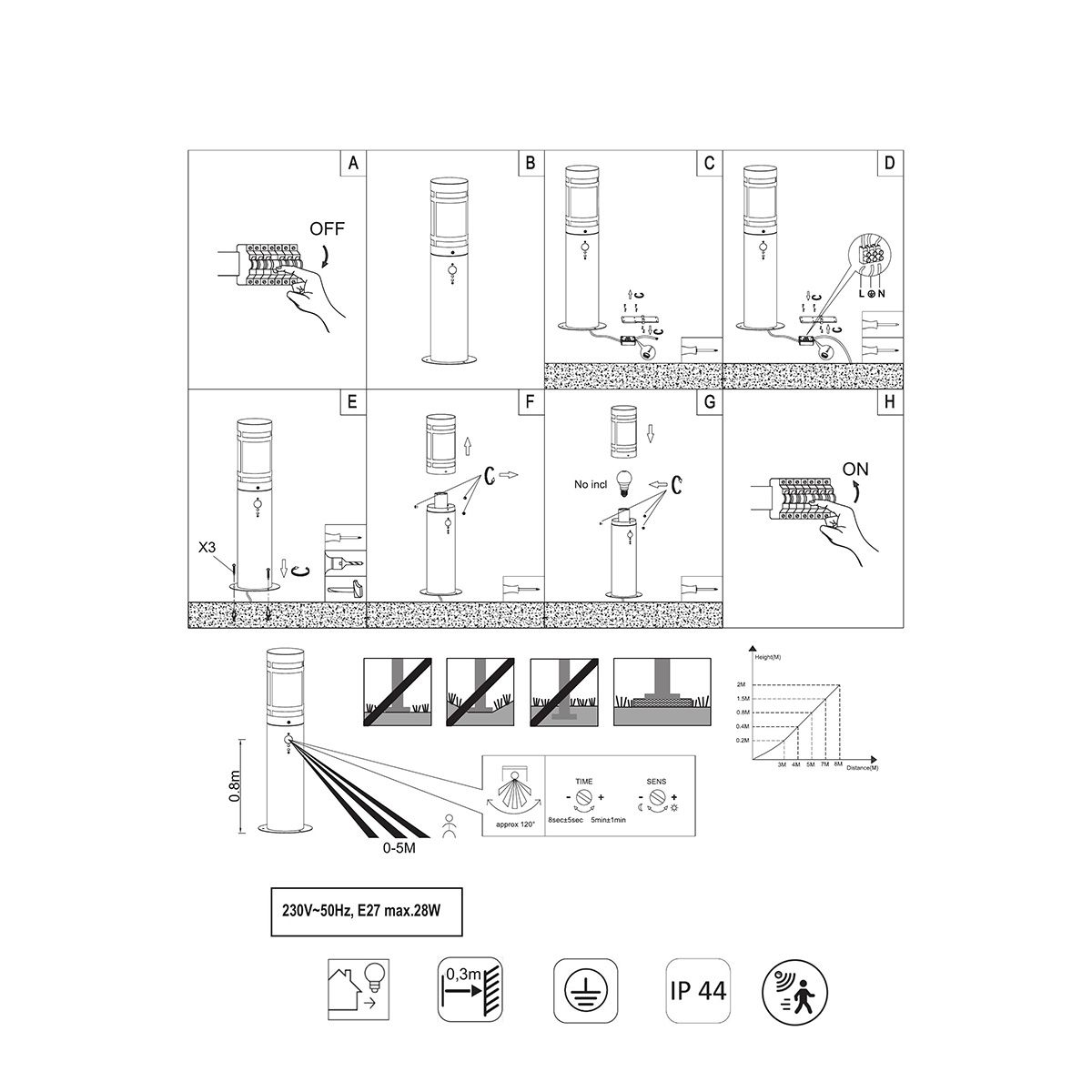 Lampade: Aussen Stehleuchte, Pfosten, 100 cm Höhe – Nuovo (secondo la descrizione) da Kreuzlingen venduto da Smart-Light 4