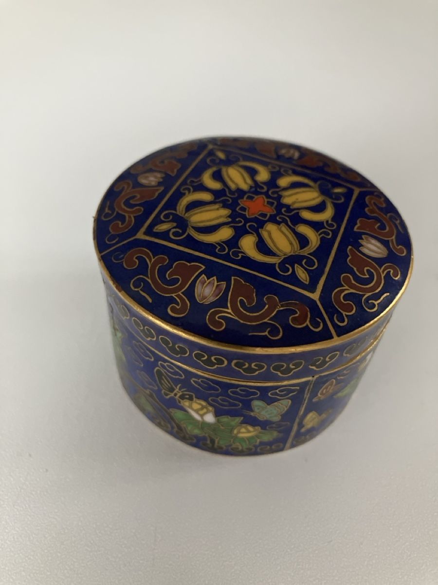 Dosen: Antike Cloisonné Dose mit Spiegel, Vintage Schmuckdose – Gebraucht aus Niederglatt ZH von nieser 1