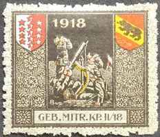 Soldatenmarke 1.WK, Geb Mitr Kp II/18, gespr, Wi 3.Div 128