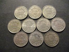 10 x 50 Rp  1939-58-60-1-2-3-4-5-6-7 Superbes pièces Top